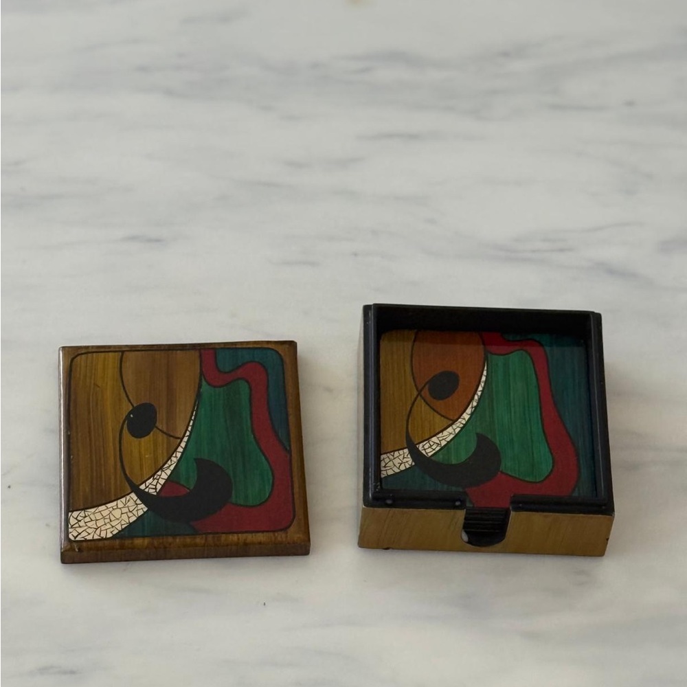 Colorful Abstract Coaster Set - Picture 2 of 10